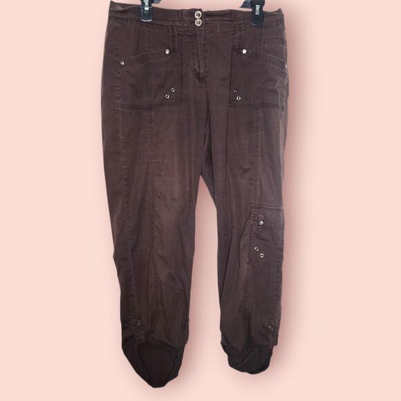 Chico's brown utility cargo pants size 0.5 elasticized waist band casual y2k - Picture 1 of 10